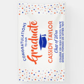 Afstuderen Confetti Modern Oranje blauw en wit Spandoek (Verticaal)