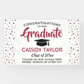 Afstuderen Confetti Modern Red White en Black Spandoek (Horizontaal)