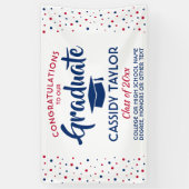 Afstuderen Confetti Modern Red White en Blue Spandoek (Verticaal)