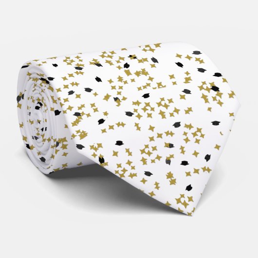 Afstuderen Confetti Stropdas, goud en zwart Stropdas (Opgerold)
