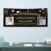 Afstuderen ConGRADulaties Foto Black Gold Stars Spandoek (Beurs)