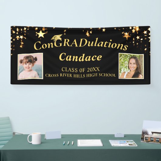 Afstuderen ConGRADulaties Foto Gouden Sterren Zwar Spandoek (Beurs)