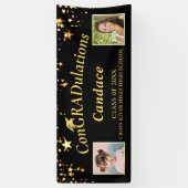 Afstuderen ConGRADulaties Foto Gouden Sterren Zwar Spandoek (Verticaal)