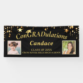 Afstuderen ConGRADulaties Foto Gouden Sterren Zwar Spandoek (Horizontaal)