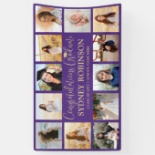 Afstuderen Congrats 12 Fotocollage Paarse & Goud Spandoek (Verticaal)
