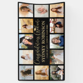Afstuderen Congrats 12 Fotocollage Zwart & Goud Spandoek (Verticaal)