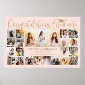 Afstuderen Congrats 23 Photo Collage Blush & Gold Poster (Voorkant)