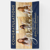 Afstuderen Congrats 3 Fotocollage Navy en Gold Spandoek (Verticaal)