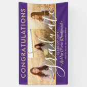 Afstuderen Congrats 3 Fotocollage Paarse & Goud Spandoek (Verticaal)