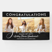 Afstuderen Congrats 3 Photo Collage Modern Zwart Spandoek (Horizontaal)