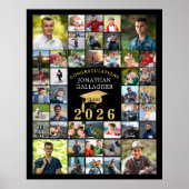 Afstuderen Congrats 42 Fotocollage Zwart Goud Poster (Voorkant)
