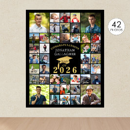 Afstuderen Congrats 42 Fotocollage Zwart Goud Poster