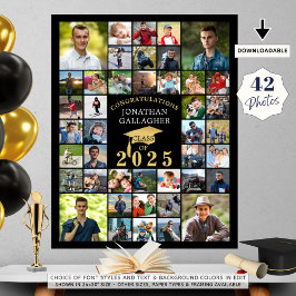 Afstuderen Congrats 42 Fotocollage Zwart Goud Poster