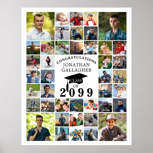 Afstuderen Congrats 42 Fotocollage Zwart Wit Poster (Voorkant)