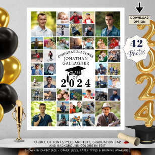 Afstuderen Congrats 42 Fotocollage Zwart Wit Poster