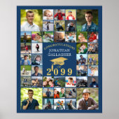 Afstuderen Congrats 42 Photo Collage Blauw Goud Poster (Voorkant)