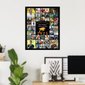 Afstuderen Congrats 42 Photo Collage Zwart Sinaasa Poster (Thuiskantoor)