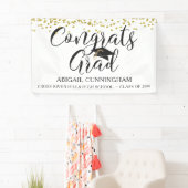 Afstuderen CONGRATS AFSTUDEERDER Gold Confetti Scr Spandoek (Insitu)