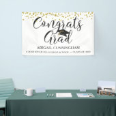 Afstuderen CONGRATS AFSTUDEERDER Gold Confetti Scr Spandoek (Beurs)