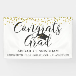 Afstuderen CONGRATS AFSTUDEERDER Gold Confetti Scr Spandoek
