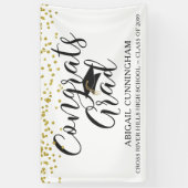 Afstuderen CONGRATS AFSTUDEERDER Gold Confetti Scr Spandoek (Verticaal)