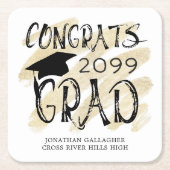 Afstuderen CONGRATS AFSTUDEERDER Klasse Jaar Typog Kartonnen Onderzetters (Voorkant)