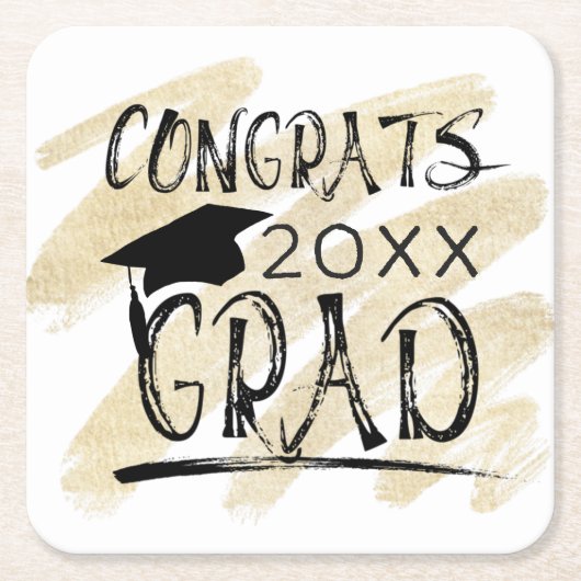 Afstuderen CONGRATS AFSTUDEERDER Klasse Jaar Typog Kartonnen Onderzetters (Voorkant)
