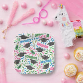 Afstuderen Congrats Champagne Confetti Kleurrijk Papieren Bordje (Feest)