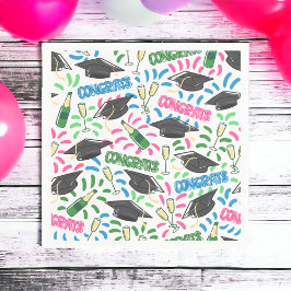 Afstuderen Congrats Champagne Confetti Kleurrijk Servet
