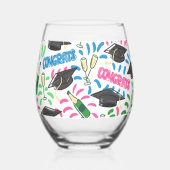 Afstuderen Congrats Champagne Confetti Kleurrijk Wijnglas Zonder Voet (Voorkant)