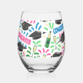 Afstuderen Congrats Champagne Confetti Kleurrijk Wijnglas Zonder Voet (Links)