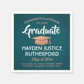 Afstuderen Congrats Elegant Blauwgroen en Faux Cop Servet (Voorkant)