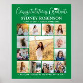 Afstuderen Congrats Foto Collage Groen en Wit Poster (Voorkant)