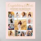 Afstuderen Congrats Fotocollage Blush Pink Gold Poster (Voorkant)