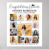 Afstuderen Congrats Fotocollage Modern Wit Poster (Voorkant)