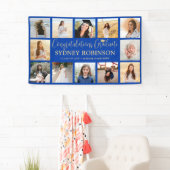Afstuderen Congrats Fotocollage Royal Blue Gold Spandoek (Insitu)