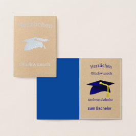 Afstuderen Congrats in het Duits - silver Kraft Folie Kaarten