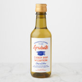 Afstuderen Congrats Modern Oranje en Blue Mini Wijn Etiket (Voorkant)