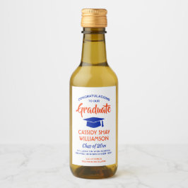 Afstuderen Congrats Modern Oranje en Blue Mini Wijn Etiket