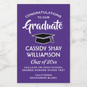 Afstuderen Congrats Modern Paars en White Mini Wijn Etiket (Enkel label)