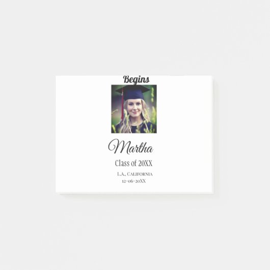 Afstuderen Congrats Naam toevoegen Foto Stad Datum Post-it® Notes (Voorkant)