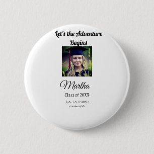 Afstuderen Congrats Naam toevoegen Foto Stad Datum Ronde Button 5,7 Cm