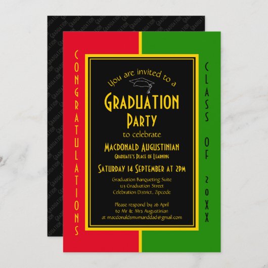 Afstuderen CONGRATULATIES Etnische Afstuderen Kaart (Voorkant / Achterkant)