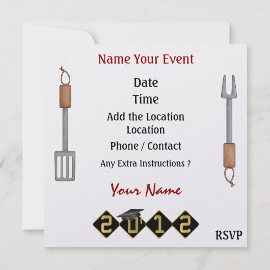 Afstuderen Cook Out / Party - SRF Kaart (Achterkant)