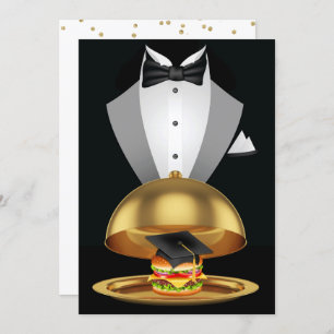 Afstuderen Cookout Tuxedo Hamburger Invitation Kaart