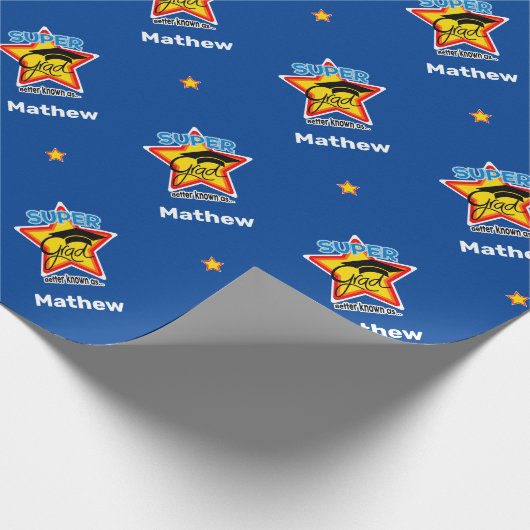 Afstuderen Cool Super Afstudeerder-bewerkbare naam Cadeaupapier (Hoek)