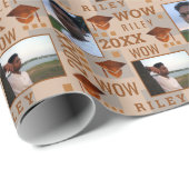 Afstuderen Copper Cute Wow Afstuderen 2 Foto Cadeaupapier (Rol Hoek)