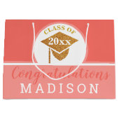 Afstuderen Coral Pink Gold Chic op maat Groot Cadeauzakje (Voorkant)