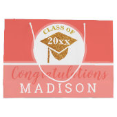 Afstuderen Coral Pink Gold Chic op maat Groot Cadeauzakje (Achterkant)