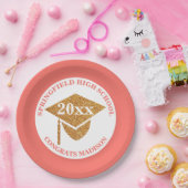 Afstuderen Coral Pink Gold Decorting Party Papieren Bordje (Feest)